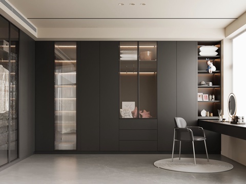 现代意式衣帽间su模型