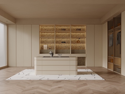 现代衣帽间 衣柜su模型