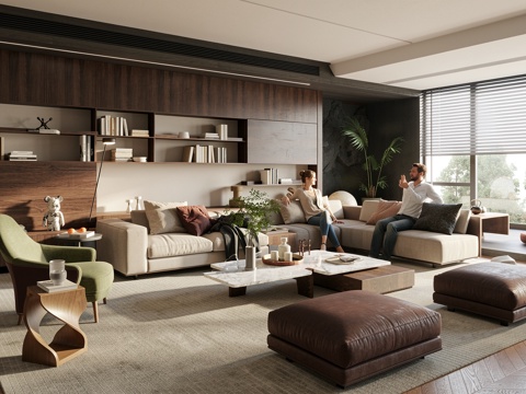 现代客厅  高级灰  米洛提su模型