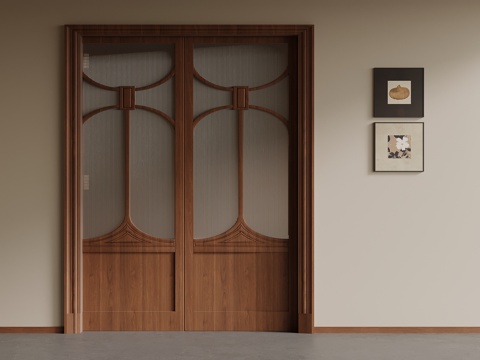 中古风双开门su模型