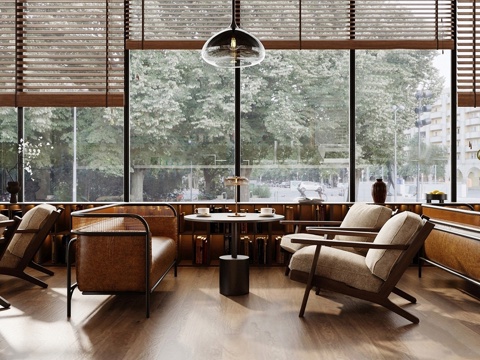 现代咖啡厅 奶茶店 咖啡桌椅组合su模型