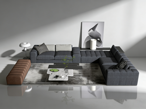 现代客厅沙发组合su模型