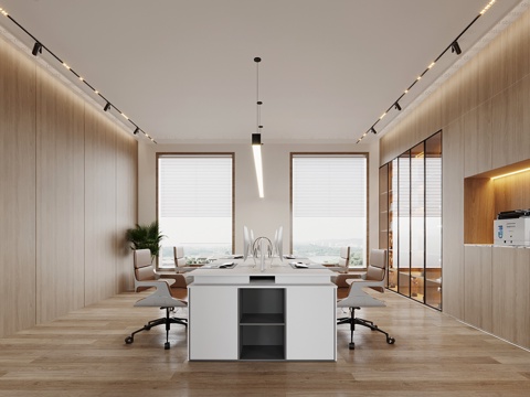 现代办公区 打印机su模型