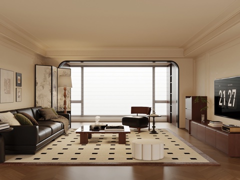 法式复古客厅su模型