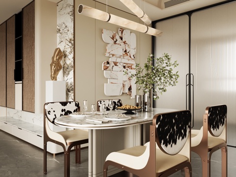 现代轻奢餐厅su模型