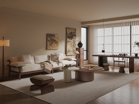 中古风客厅su模型