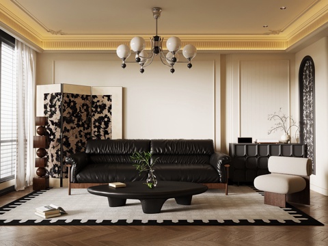 法式复古客厅su模型