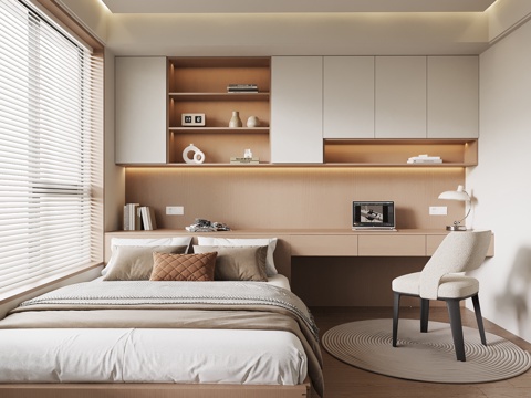 现代榻榻米卧室su模型