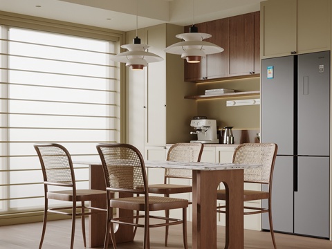 中古风餐厅su模型