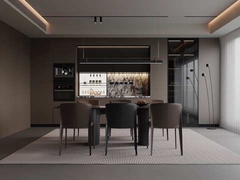 意式餐厅su模型