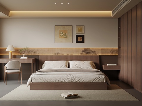 中古风卧室su模型