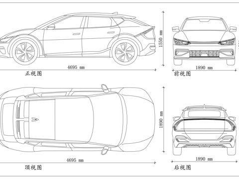 纯电轿跑SUV 进口纯电SUV 起亚CV车型 高性能纯电SUcad施工图