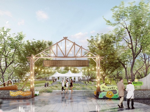 现代景观营地大门su模型