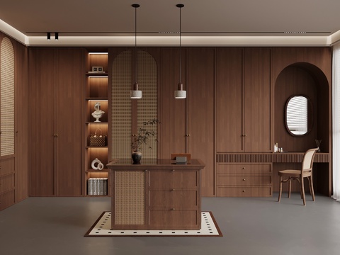 中古风衣帽间su模型