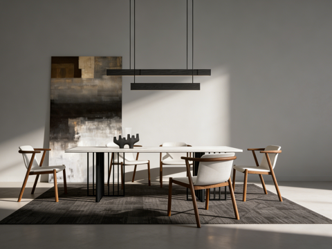 现代餐桌书桌su模型