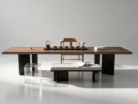 现代茶桌su模型