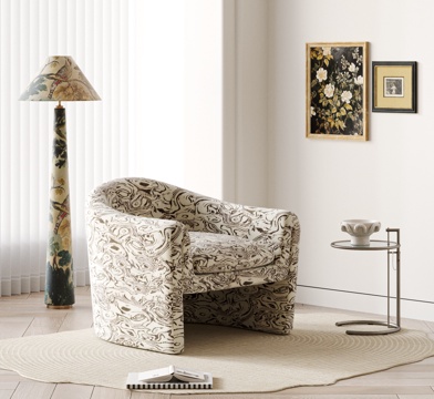 CASSINA 中古风单人沙发 休闲椅 沙发椅 边几 落地灯su模型