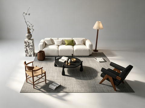 中古风客厅沙发组合su模型