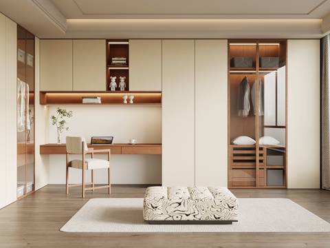 现代中古衣帽间su模型