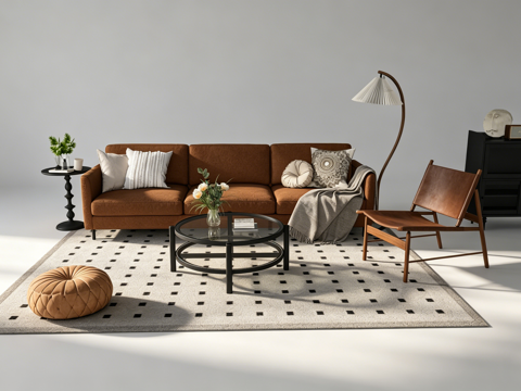 中古风客厅沙发组合su模型