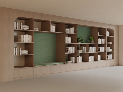 现代书柜 卡座su模型