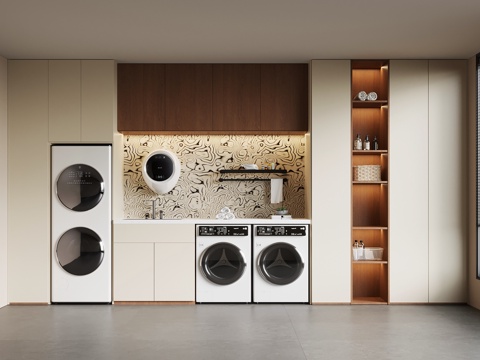 现代中古洗衣房su模型