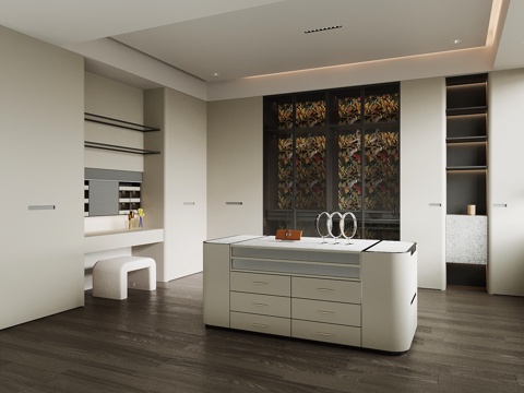 现代衣帽间 衣柜su模型