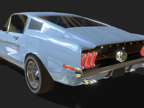 福特野马1968-低多边形su模型