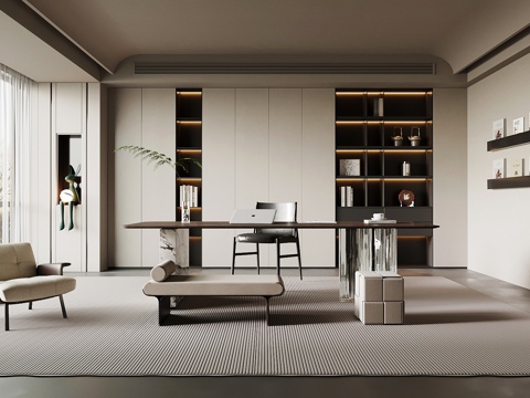 意式书房su模型