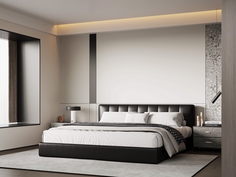 现代意式卧室su模型