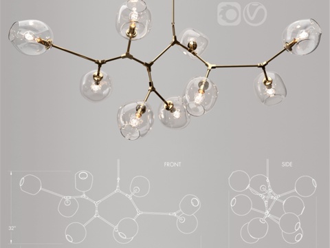 分支气泡 9 灯3d模型