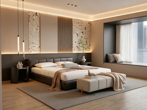 意式 家装 室内简约 轻奢风 格餐厅 客厅 卧室设计su模型