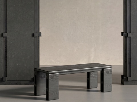 中古风沙发凳 长凳su模型