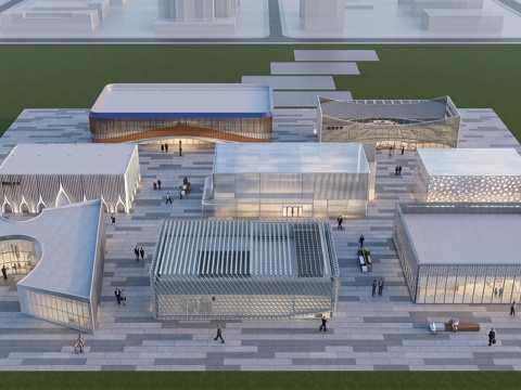 玻璃幕墙  建筑外观su模型