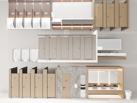 公共卫生间 卫生间隔断 小便器3d模型