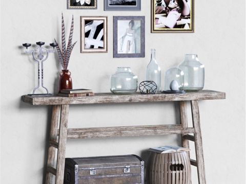 Hubsch 榆木装饰边桌3d模型