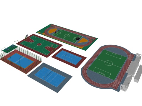 校园运动场地集合su模型