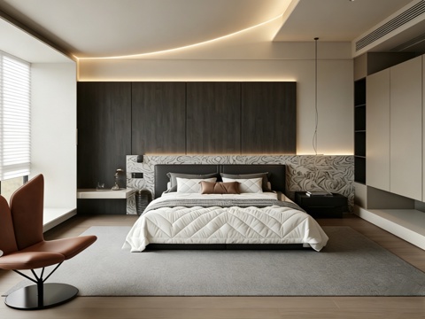 意式 家装 室内简约 轻奢风 格餐厅 客厅 卧室设计su模型