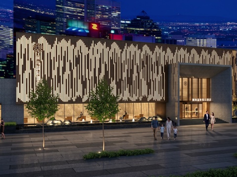 建筑外观 玻璃幕墙 酒店会所su模型