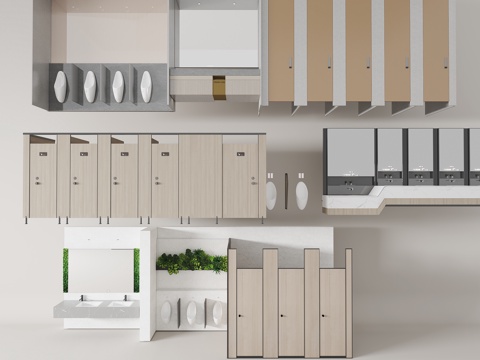 公共卫生间 卫生间隔断 小便器3d模型