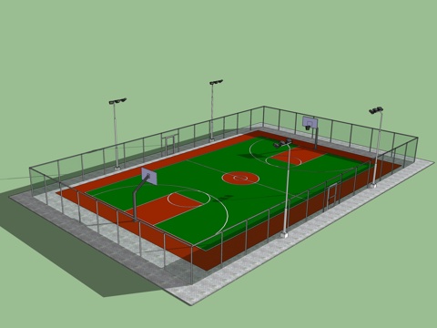笼式篮球场围网su模型