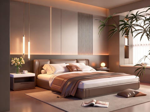 意式 家装 室内简约 轻奢风 格餐厅 客厅 卧室设计su模型