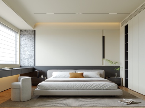 现代意式卧室su模型