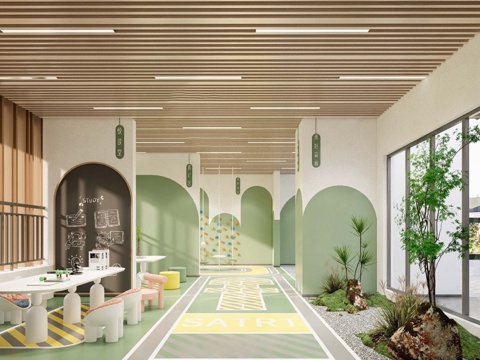 现代儿童乐园 住宅区架空层 儿童活动 老年活动会客空间su模型