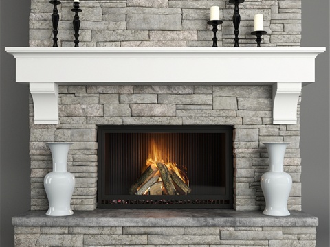 石材壁炉3d模型