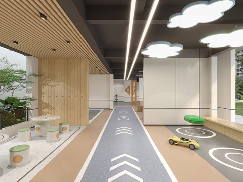 现代儿童乐园 小区架空层 儿童活动区域 娱乐空间su模型