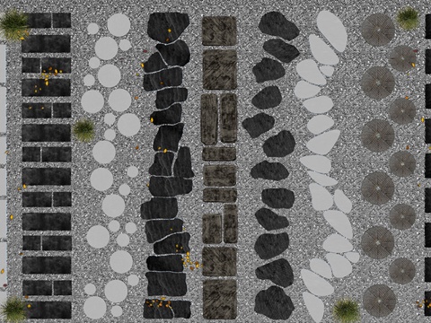 现代汀步 现代青石板小路 石板su模型