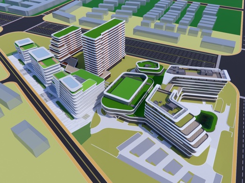 医院高层养老院疗养院su模型