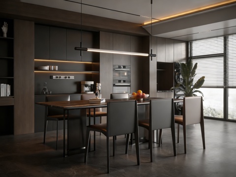 意式 家装 室内简约 轻奢风 格餐厅 客厅 卧室设计su模型