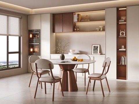 中古风餐厅 餐桌椅su模型